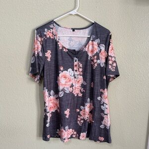 Floral Gray and Pink Women's Top
